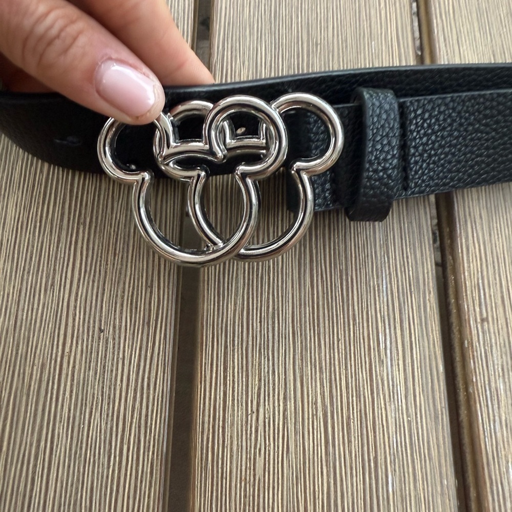 Disney Black Belt with Silver Mickey Buckle